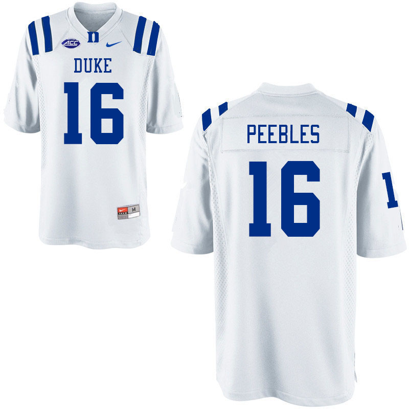 Men #16 Aeneas Peebles Duke Blue Devils College Football Jerseys Stitched-White
